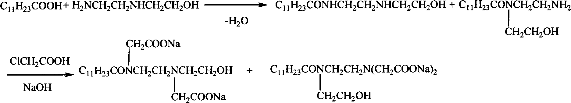 Dicarboxy dodecoic acid amide surfactant and synthetic method