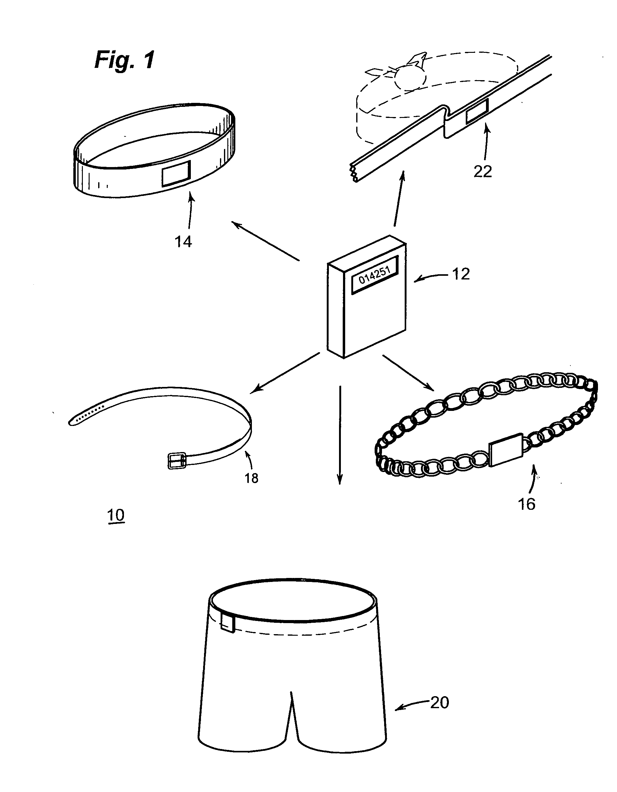 Wearable fitness device and fitness device interchangeable with plural wearable articles