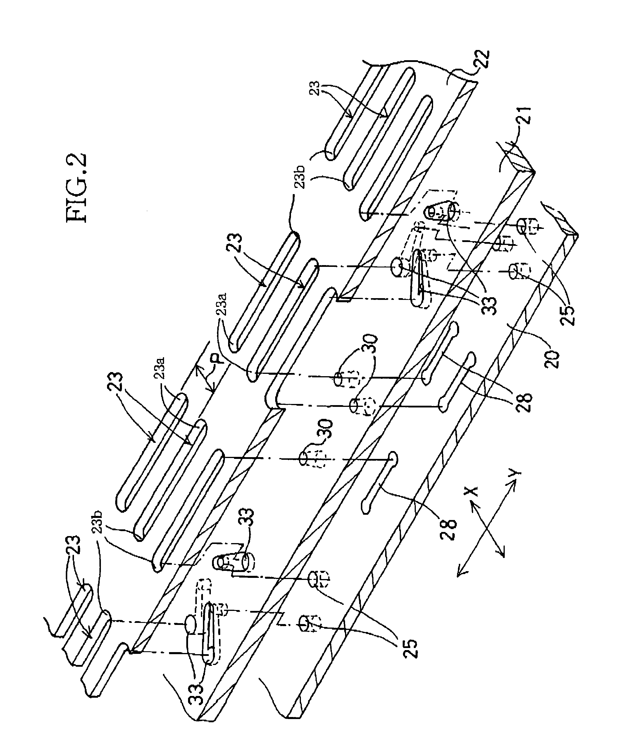 Sheet-member stacked structure, lead frame, lead-frame stacked structure, sheet-member stacked and adhered structure, and ink jet printer head