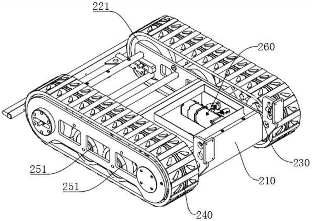 Crawler belt transmission structure,crawler belt chassis and trowelling robot