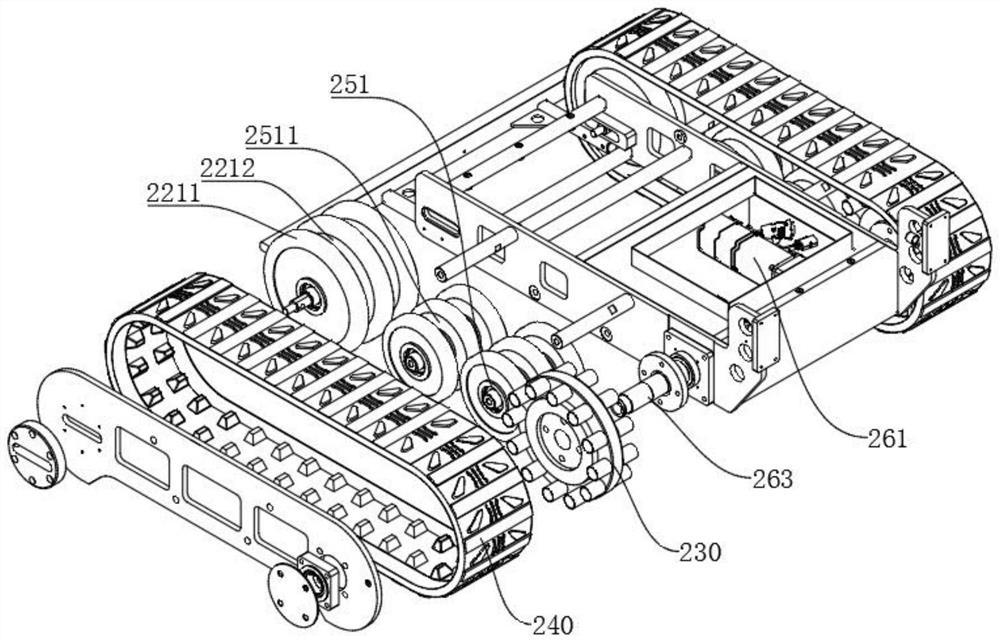 Crawler belt transmission structure,crawler belt chassis and trowelling robot