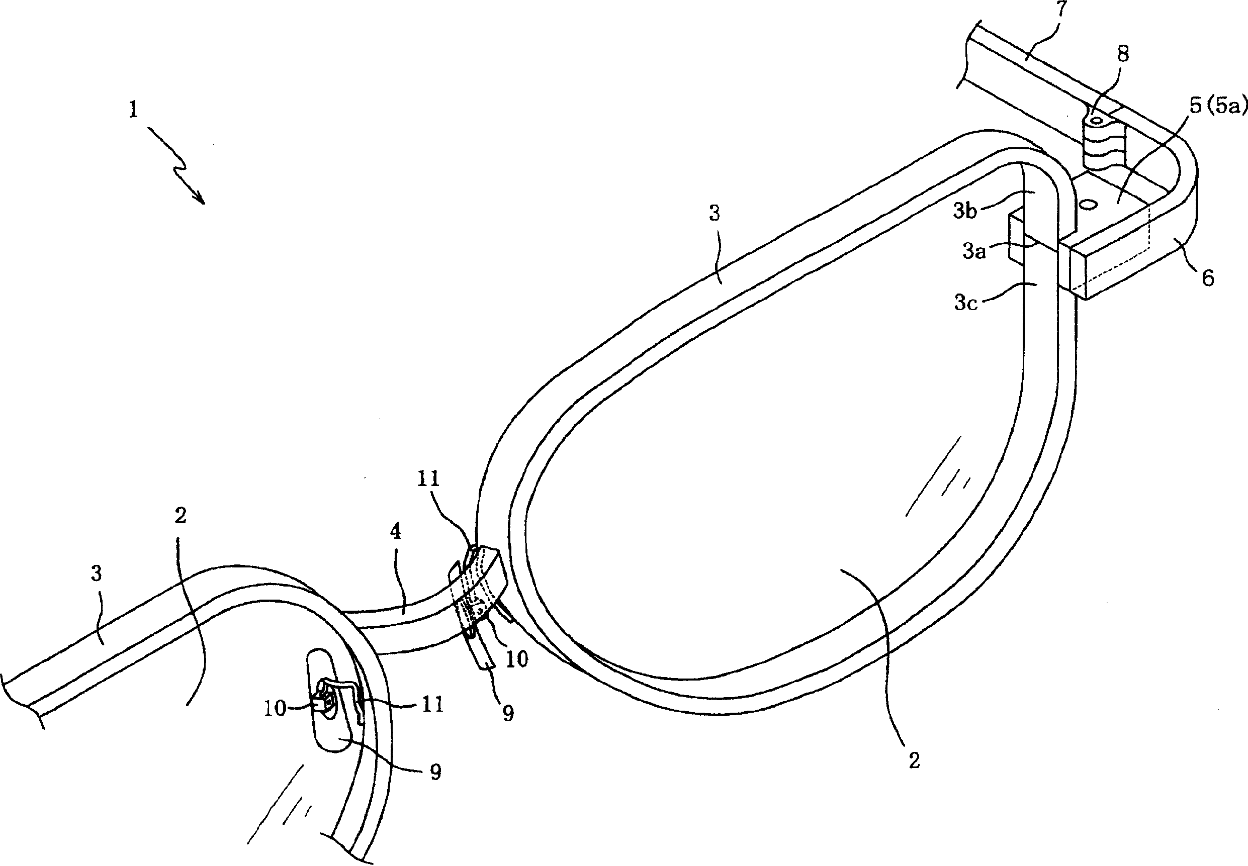 Variable frame clamping device for glasses frames and glasses frames