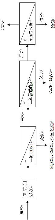 A kind of full membrane seawater desalination treatment system and method