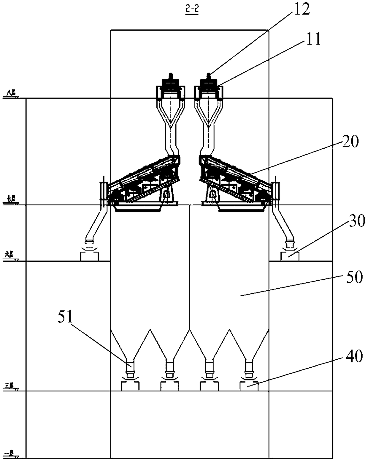 Screen tower and screening building distribution structure