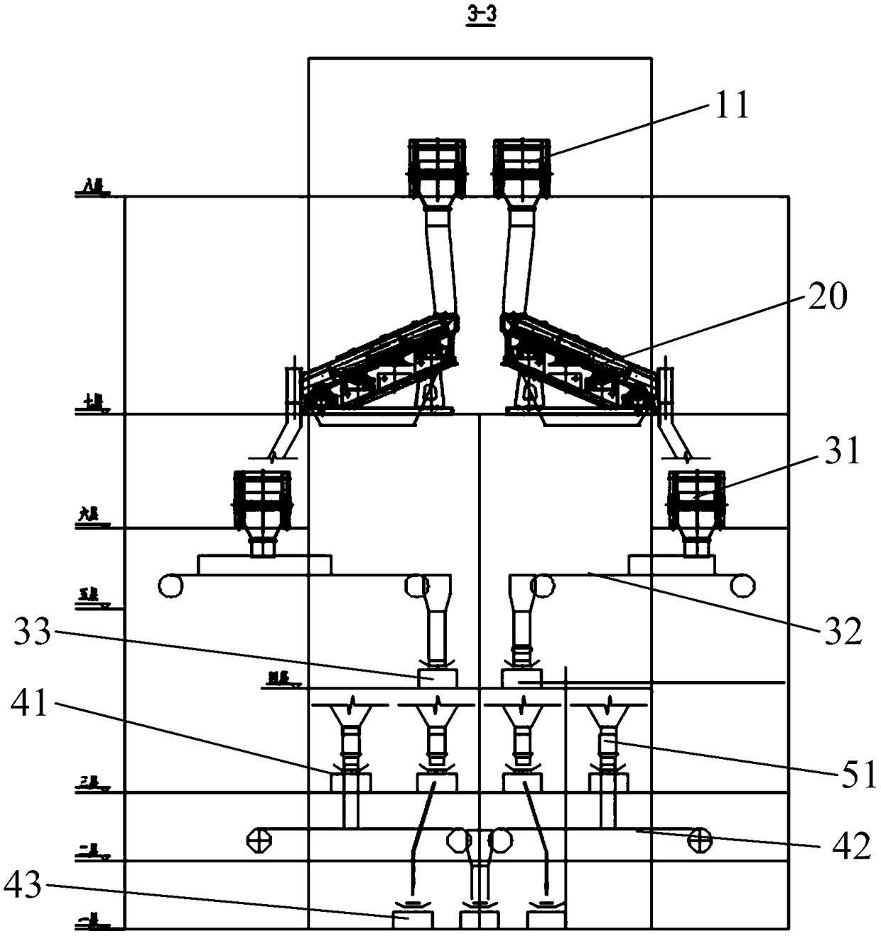 Screen tower and screening building distribution structure