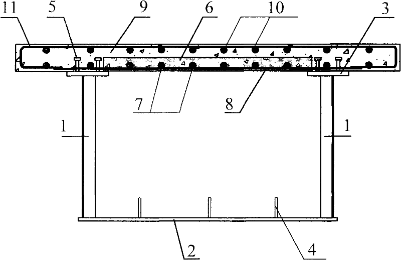 Steel-concrete composite beam adopting corrugated steel web and construction method thereof
