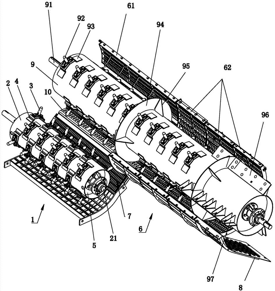 Corn kernel threshing and separating device