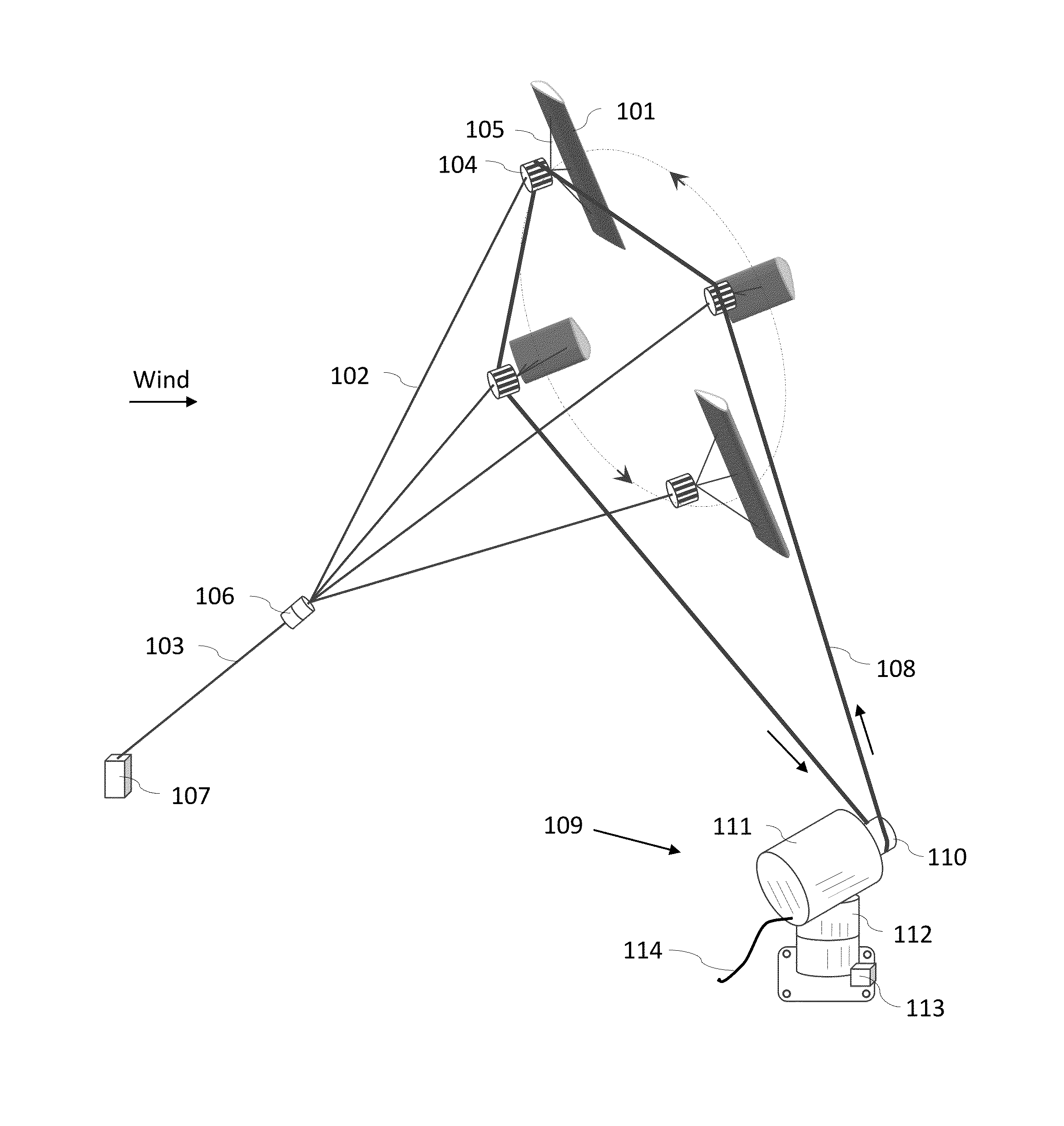 Airborne wind energy conversion system with endless belt and related
systems and methods
