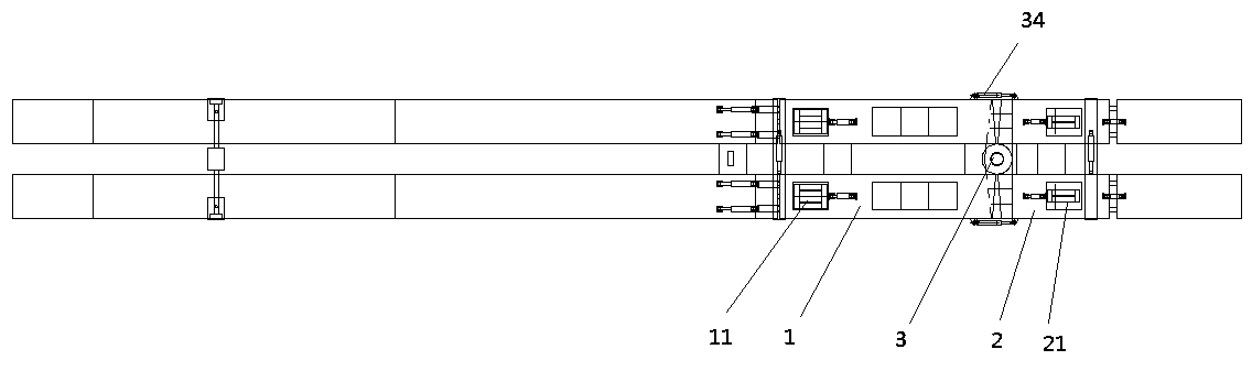 Automatic walking tunnel trestle capable of steering through rotating shaft as well as method