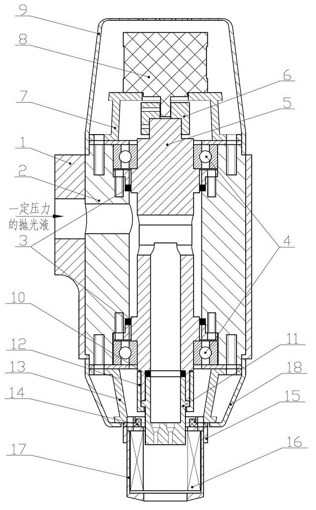 Rotary type magnetic jet polishing device for specially-shaped sprayer