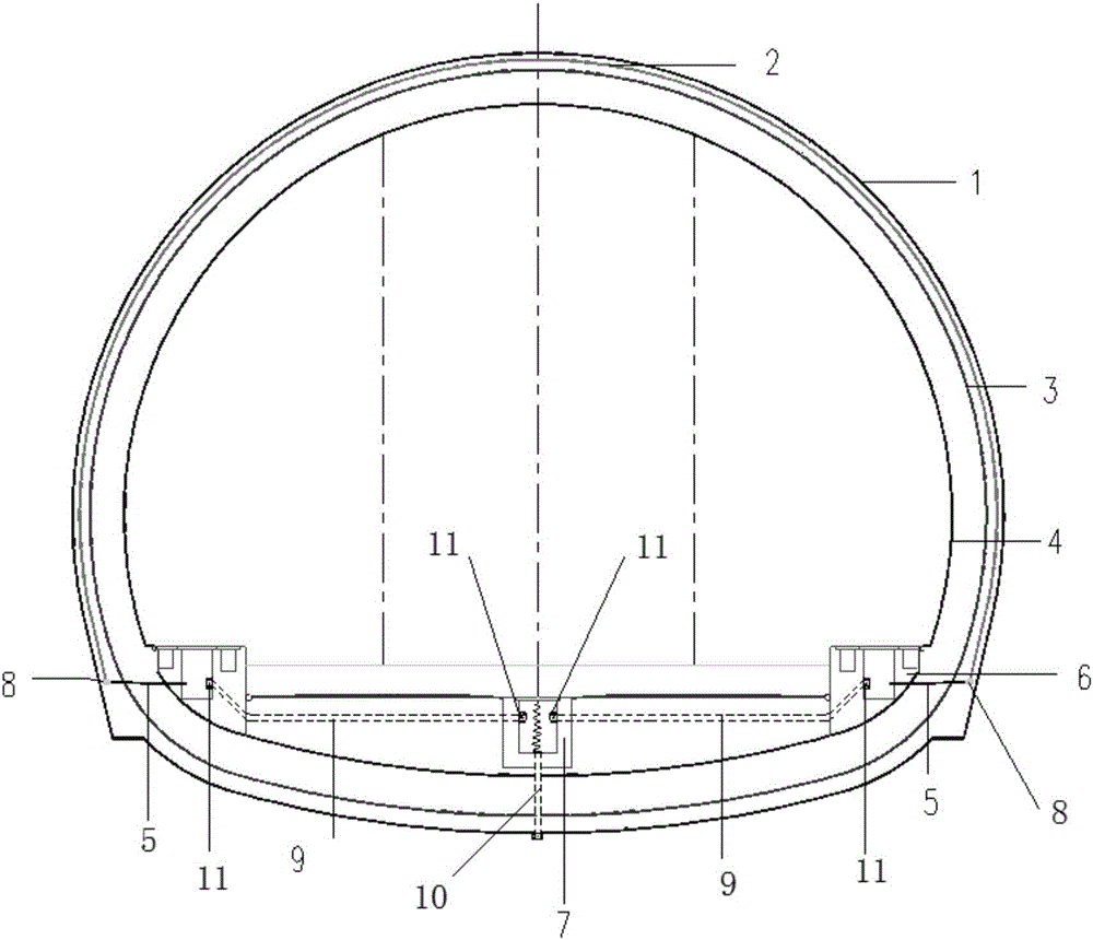 Pressure bearing tunnel bottom structure drainage system and construction method thereof