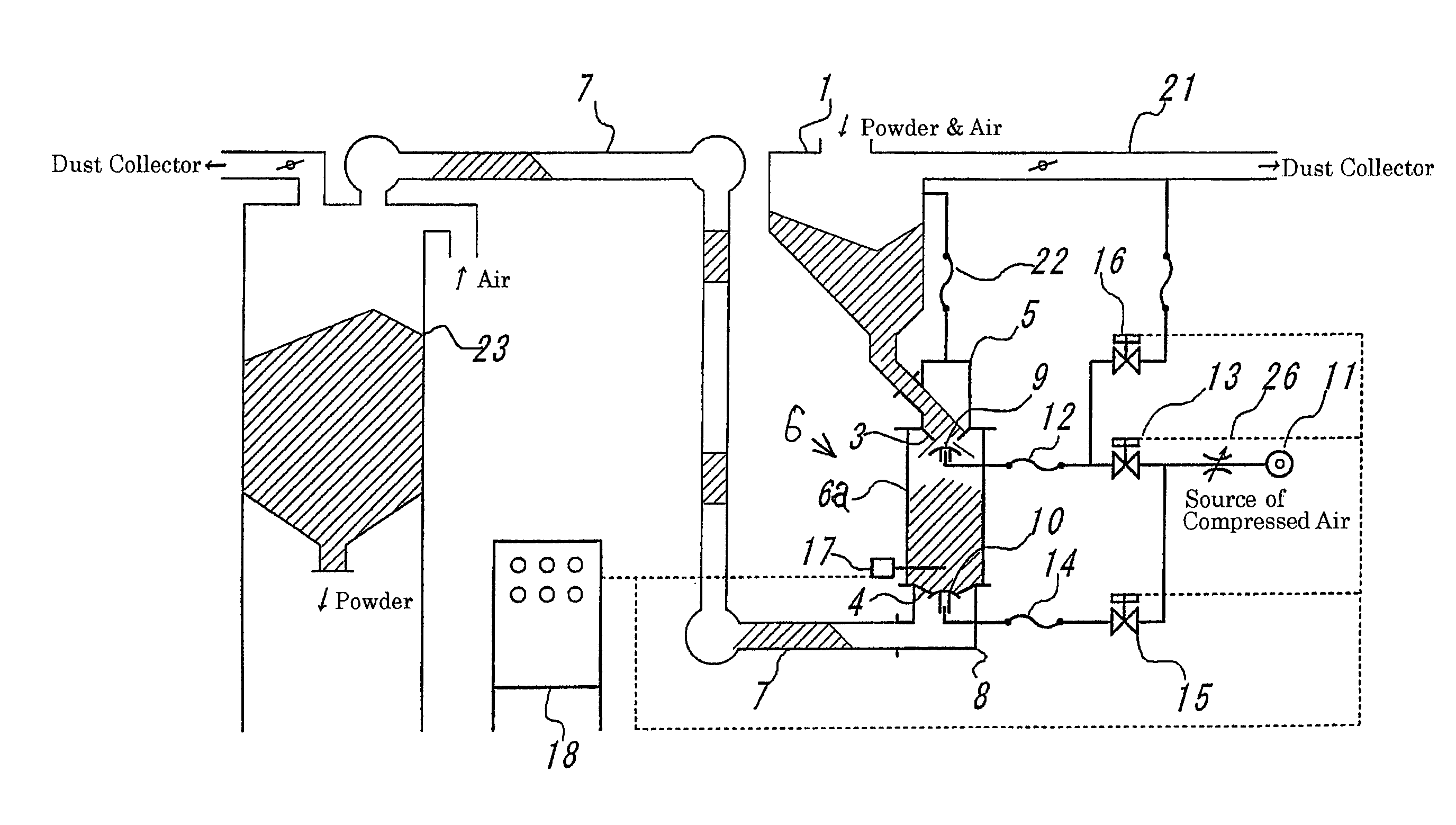 Pressure tank, an device for feeding powder to a conveying pipe, and its feeding method, and method for determining feeding intervals of powder to the conveying pipe