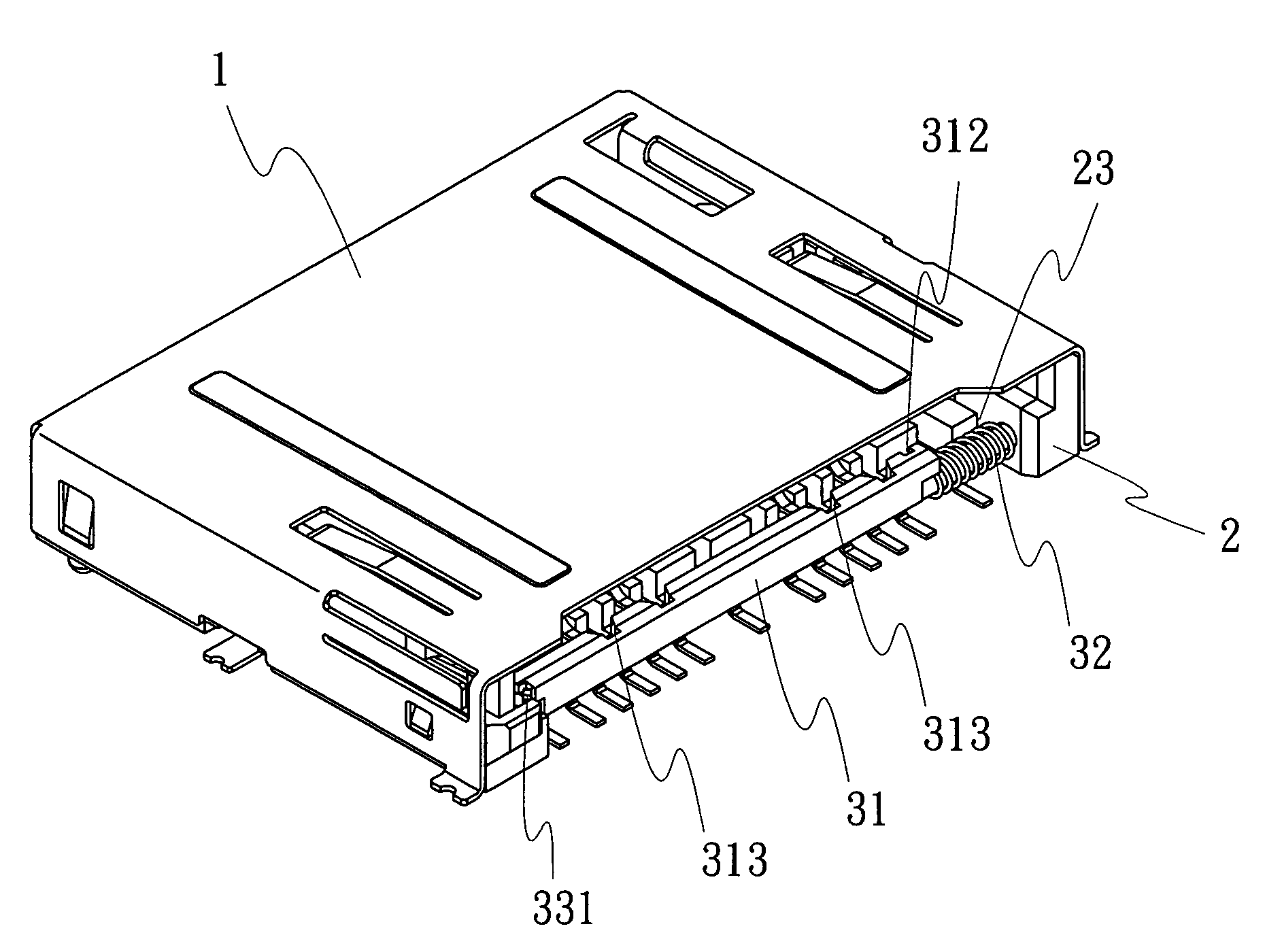 Universal memory card adapter having a movable door