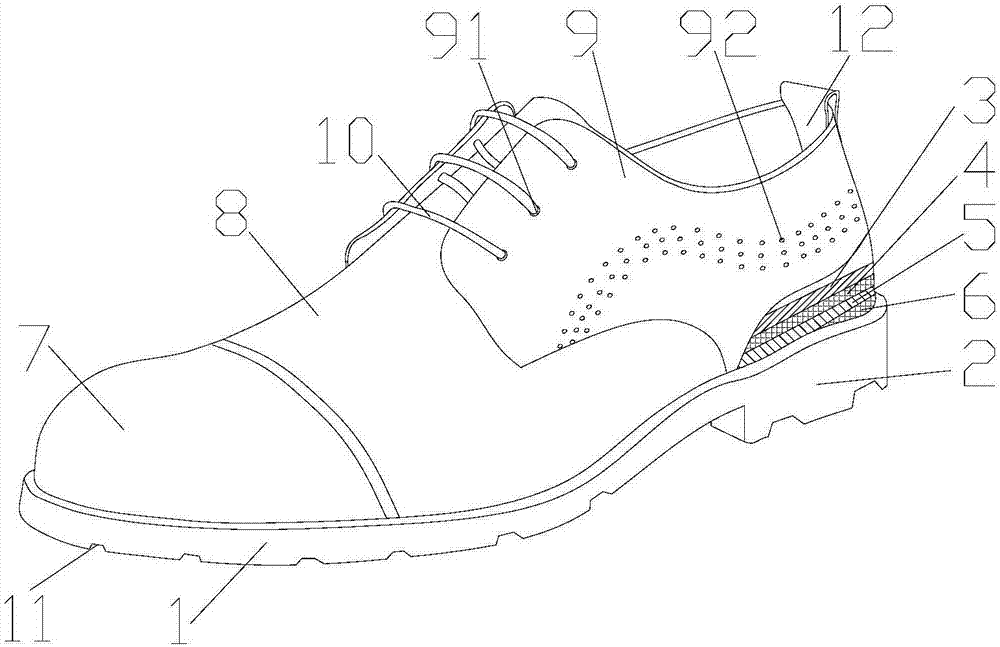 Odor-resistant damping breathable leather shoe