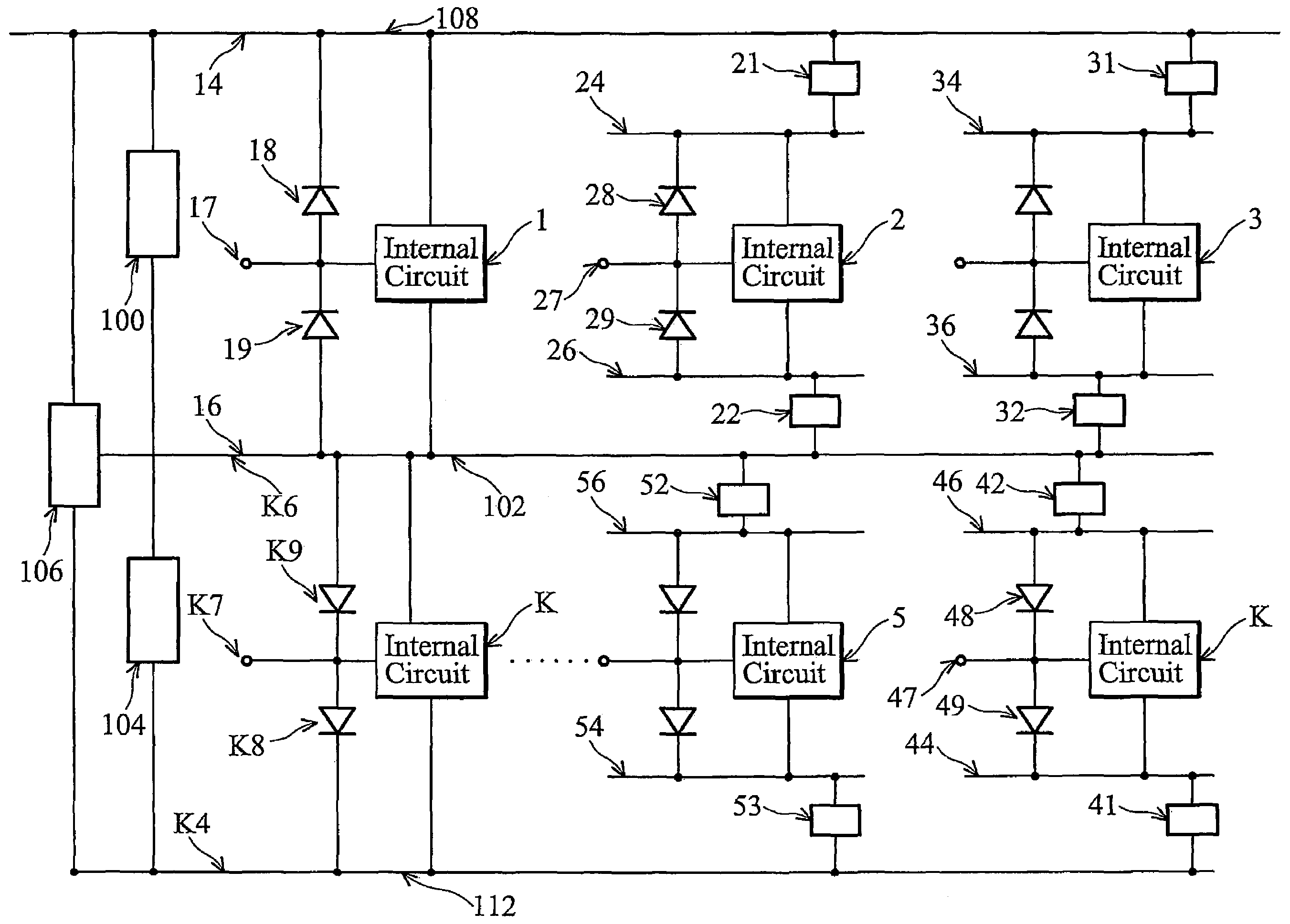 Multi-domain ESD protection circuit structure