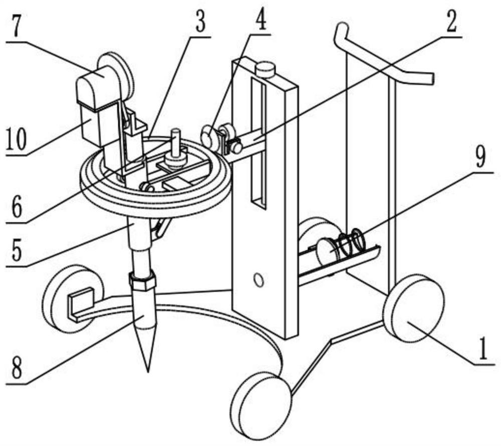 A device for punching holes in the ice surface of fish ponds