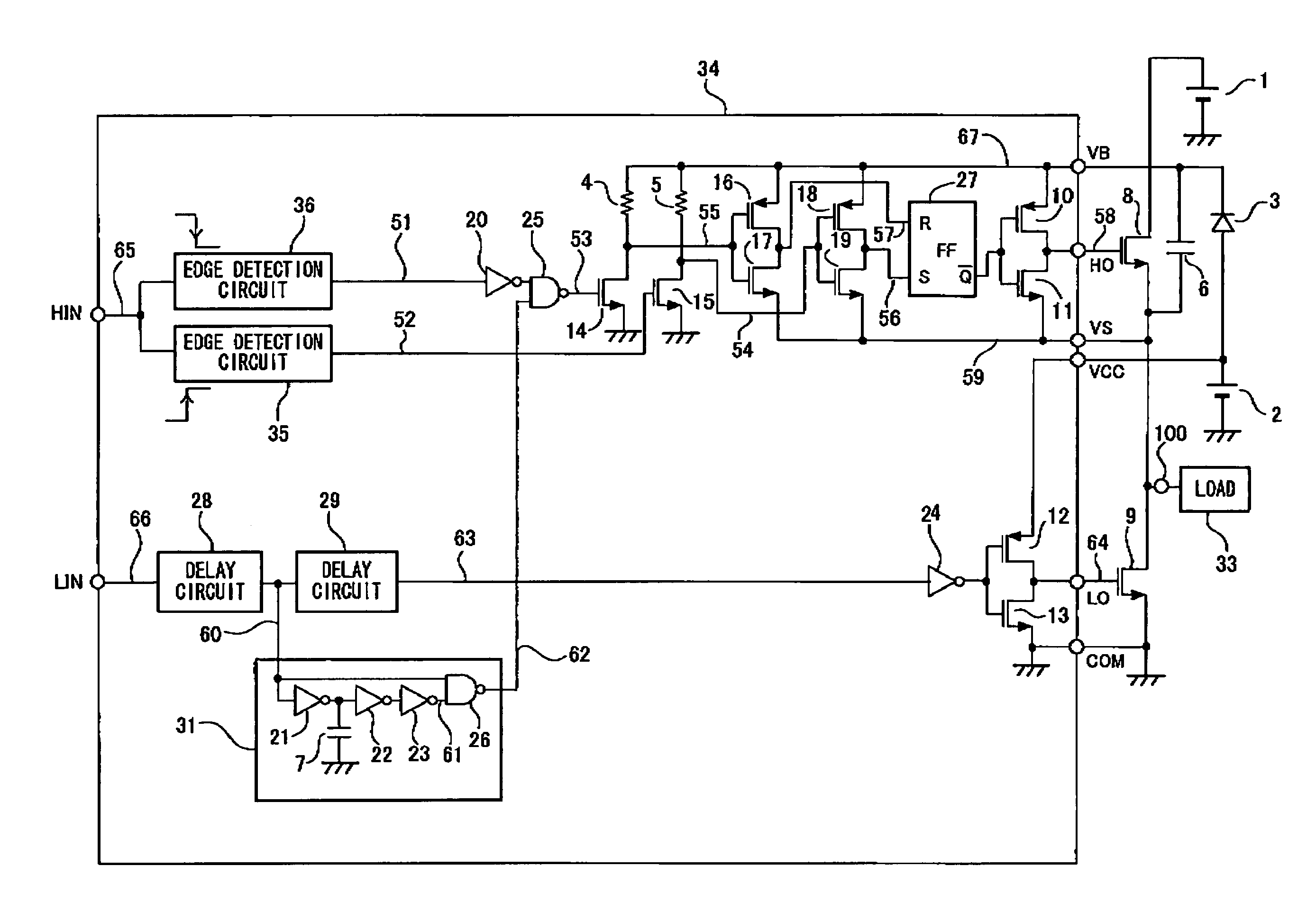 Switching transistor driver circuit controlling power supply to the load