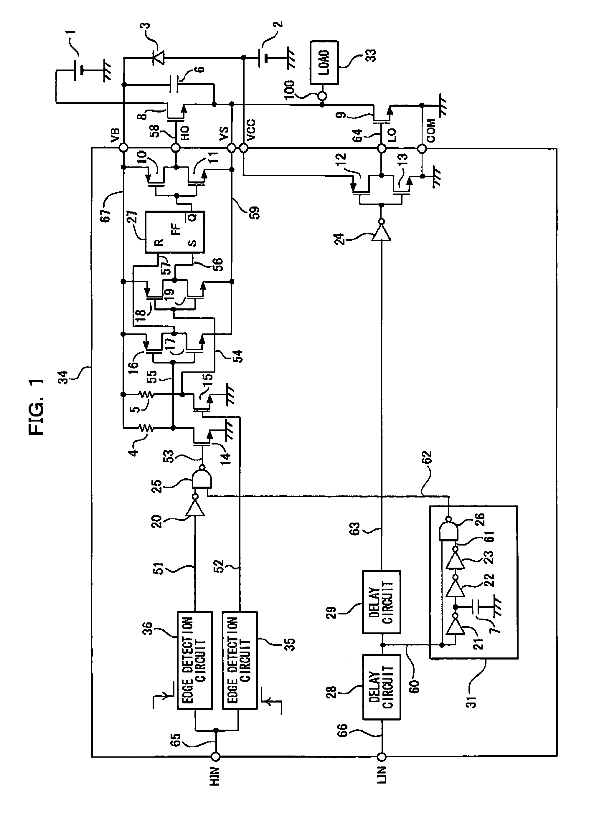 Switching transistor driver circuit controlling power supply to the load