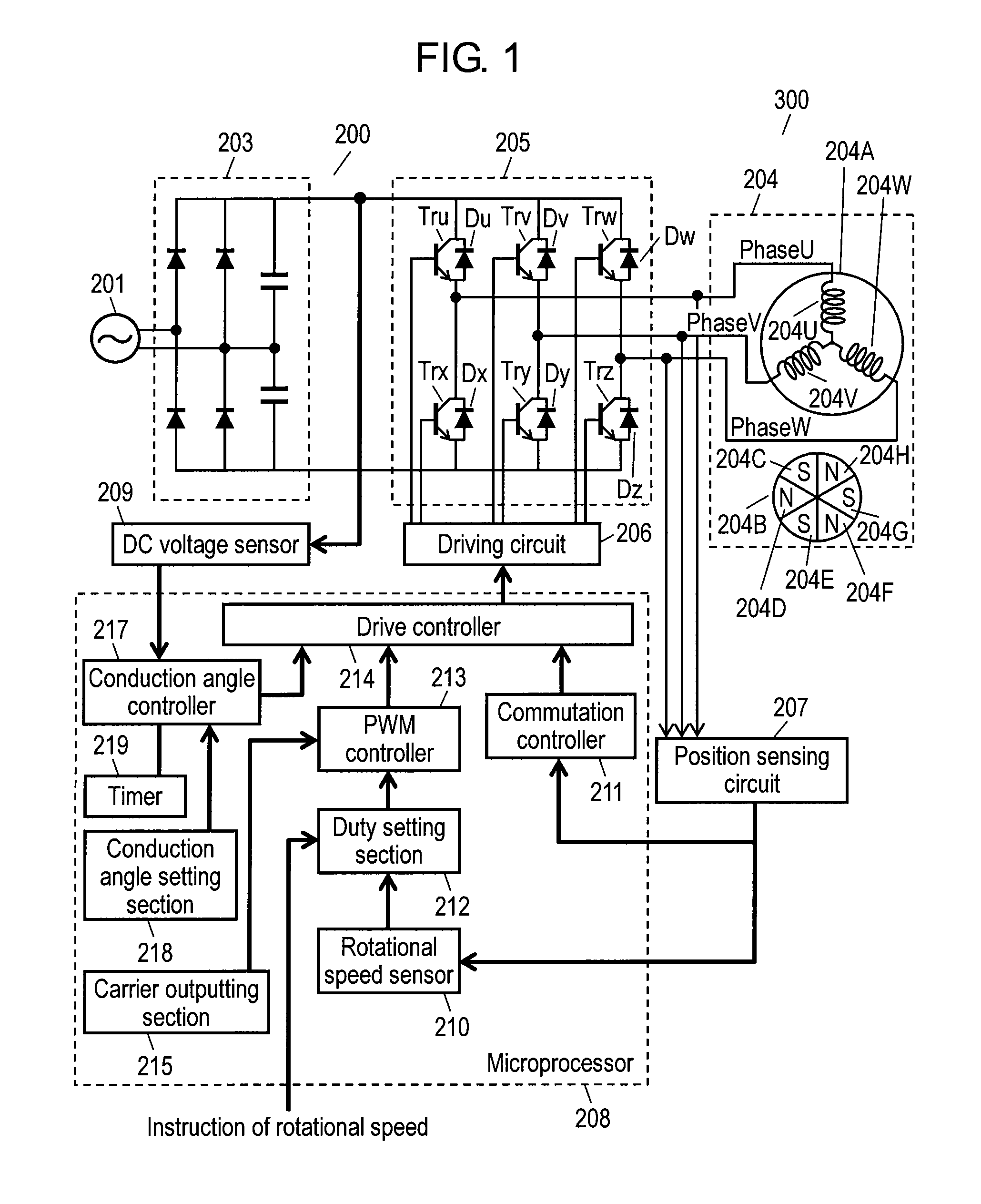 Conduction angle control of brushless motor