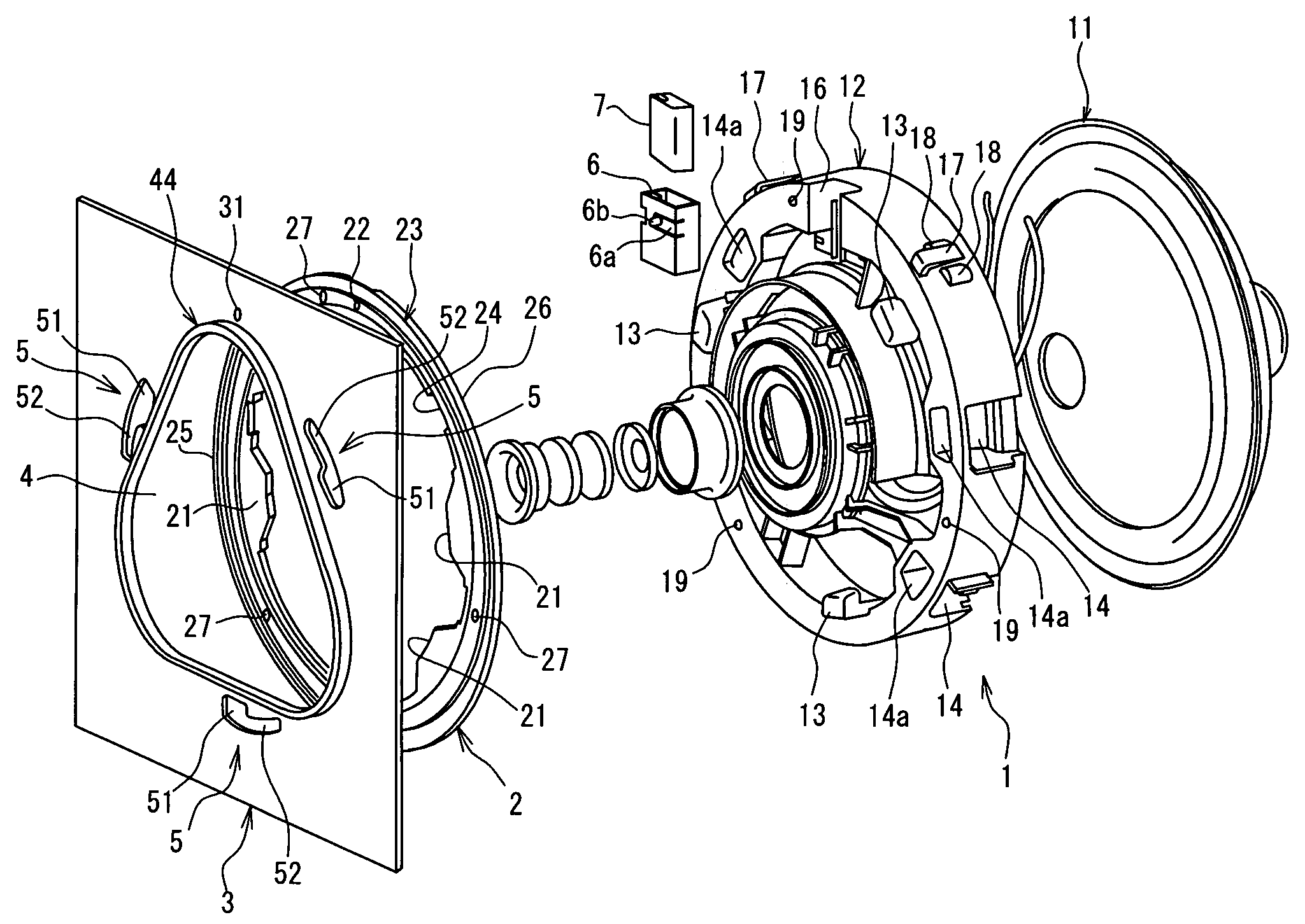 Speaker for vehicle and mounting structure of the speaker