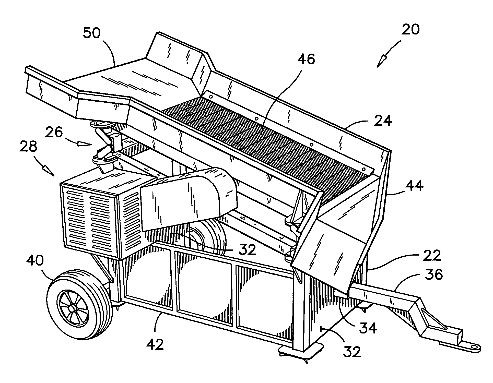 Vibrating screen with a loading pan