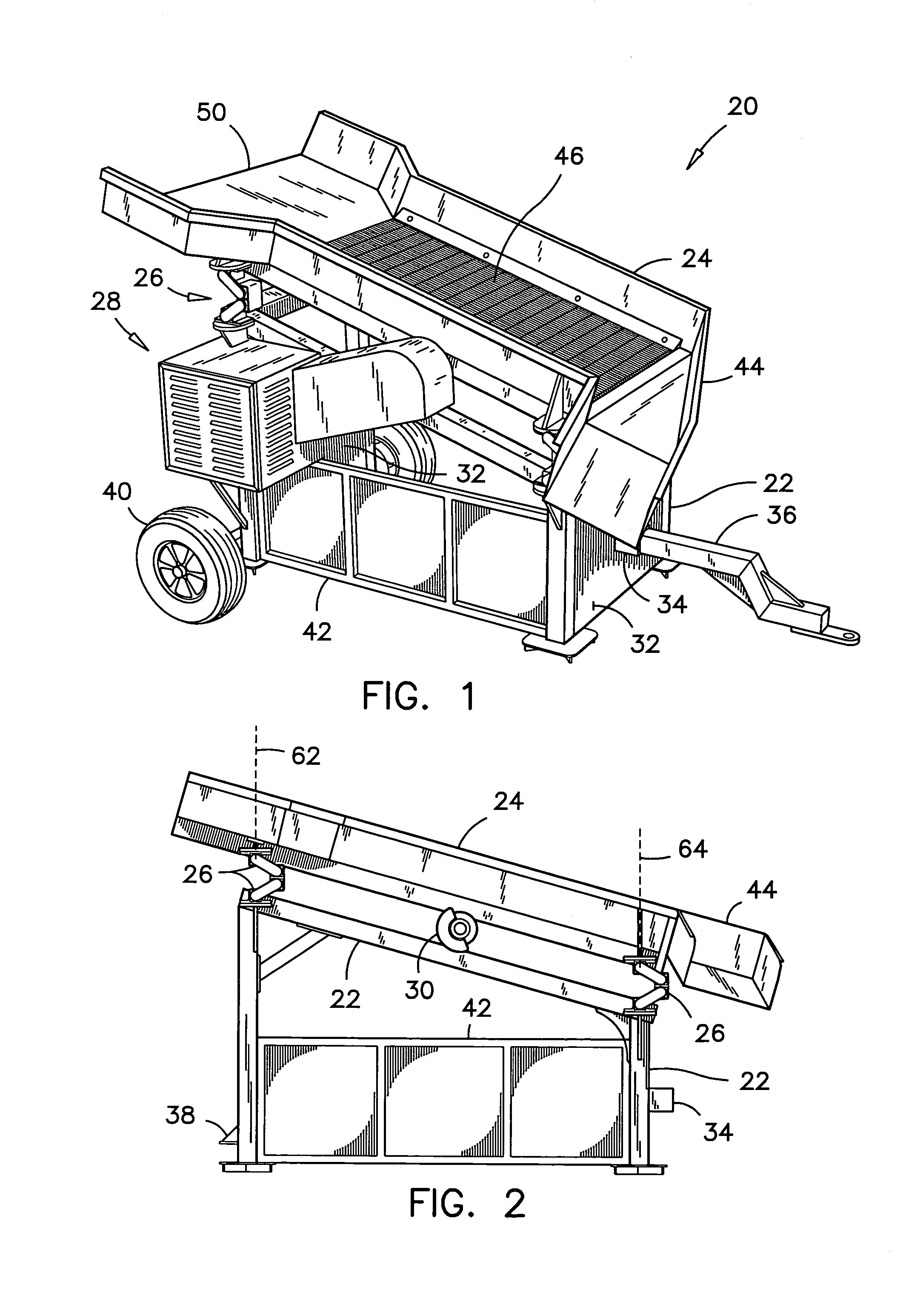 Vibrating screen with a loading pan