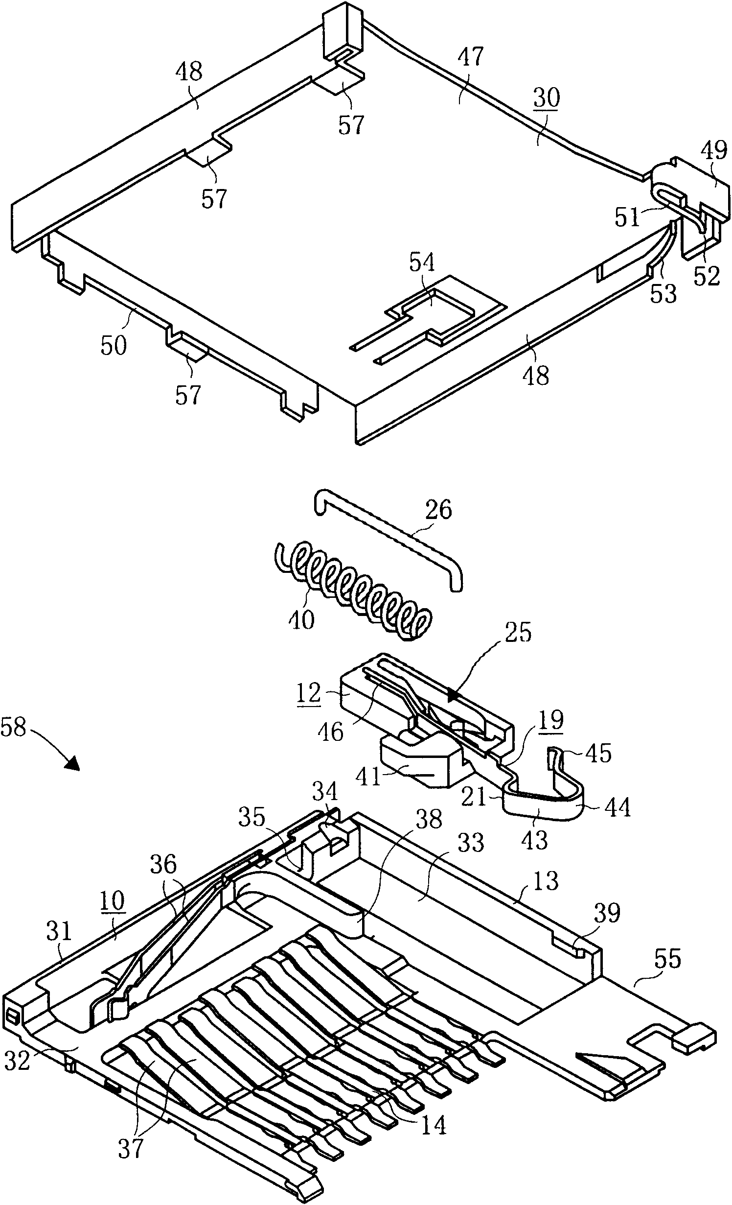 Lock device for card connector and card connector having the same