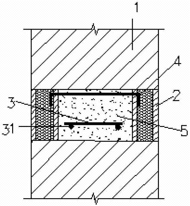 Heat-preserving cast-in-situ stripe for sintered shale heat-preserving hollow building block wall body