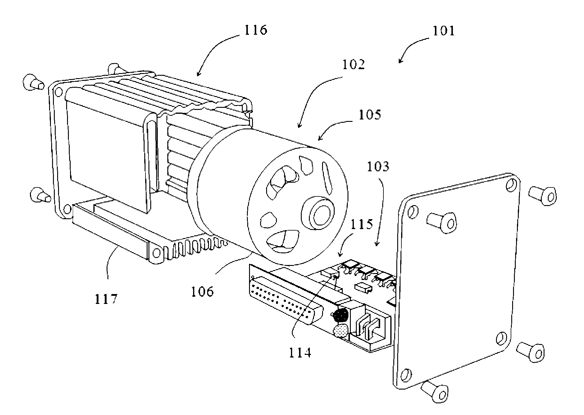 Motor assembly comprising a brushless DC motor with control electronics