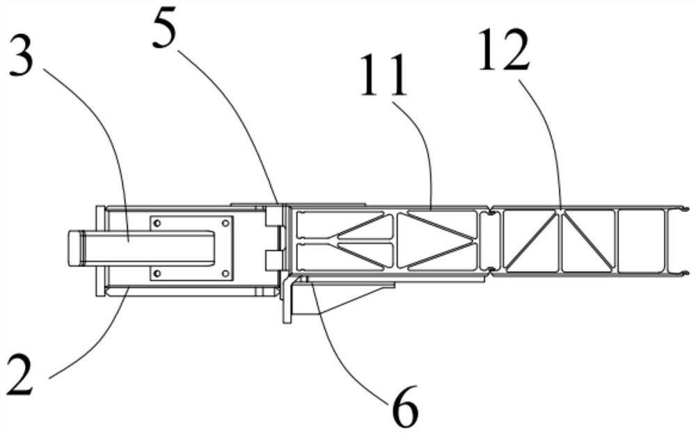 A low-floor tram floating car end beam and lower hinged mounting seat structure