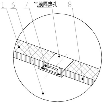 Gas film heat insulation and cooling device for gas source of solid fuel gas generator