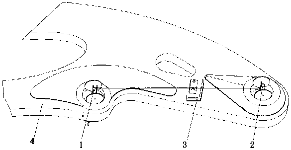 Round hole center positioning device, device for drawing line between centers of round holes and device for measuring distance between centers of round holes