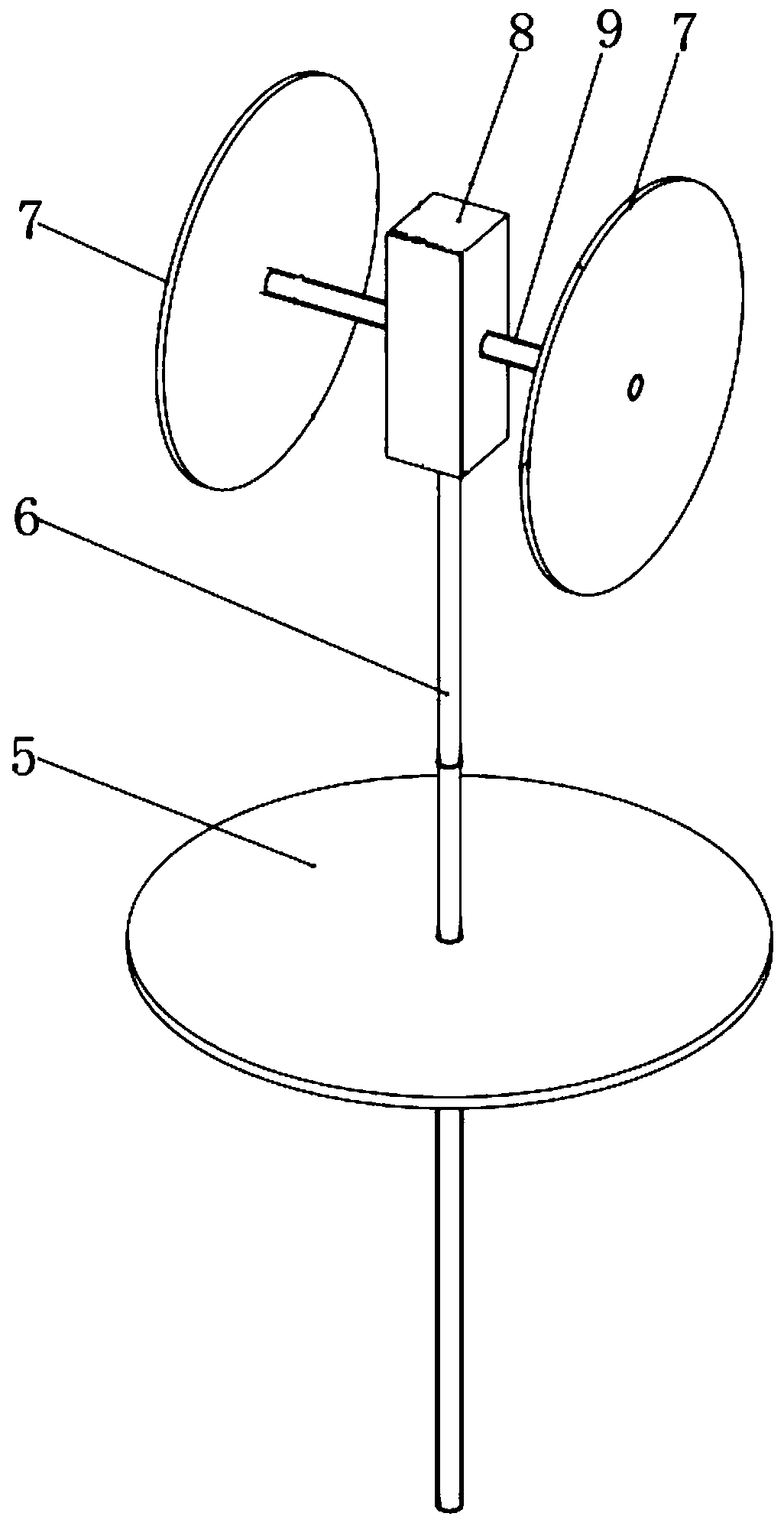 Round hole center positioning device, device for drawing line between centers of round holes and device for measuring distance between centers of round holes