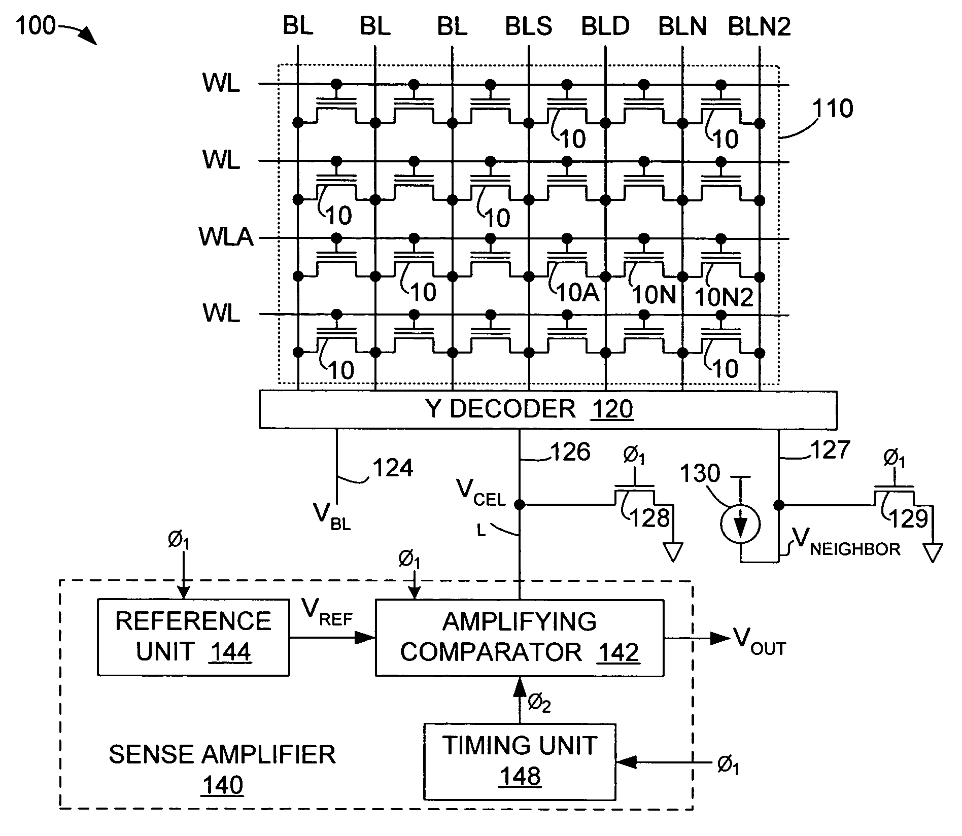 Neighbor effect cancellation in memory array architecture