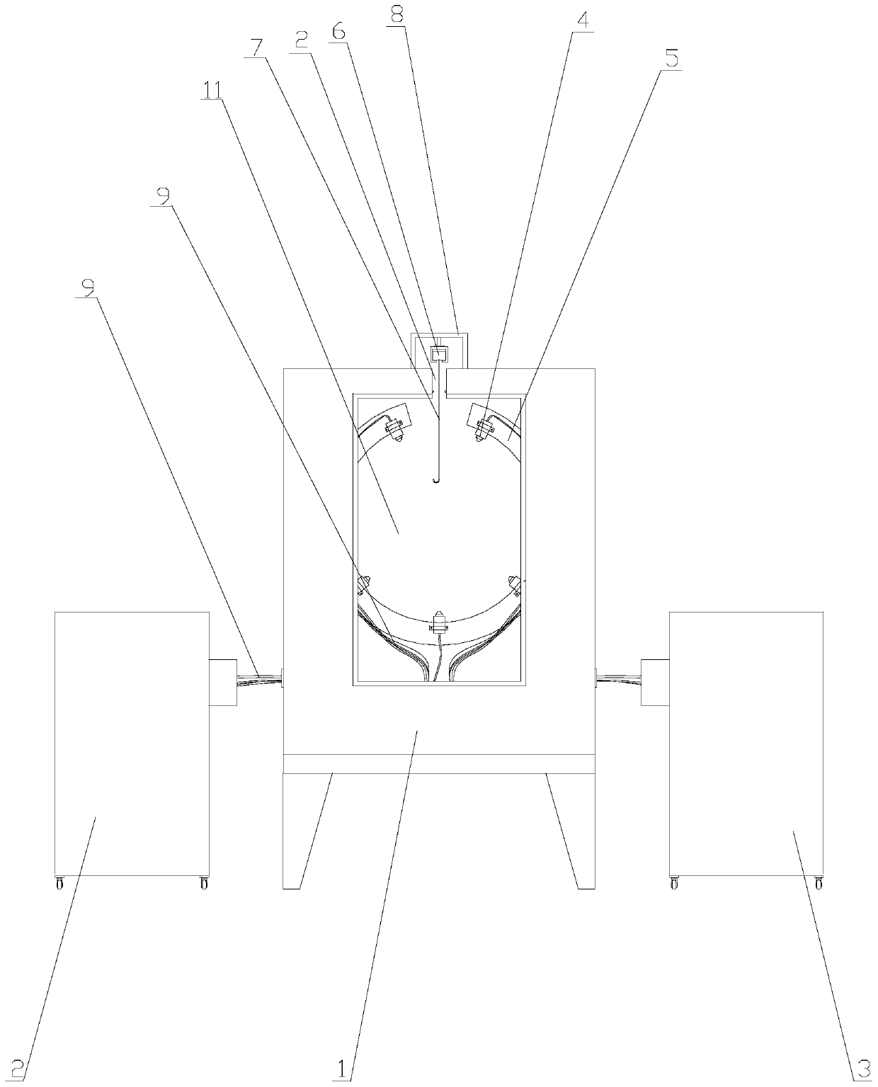 Automatic powder spraying device high in spraying efficiency