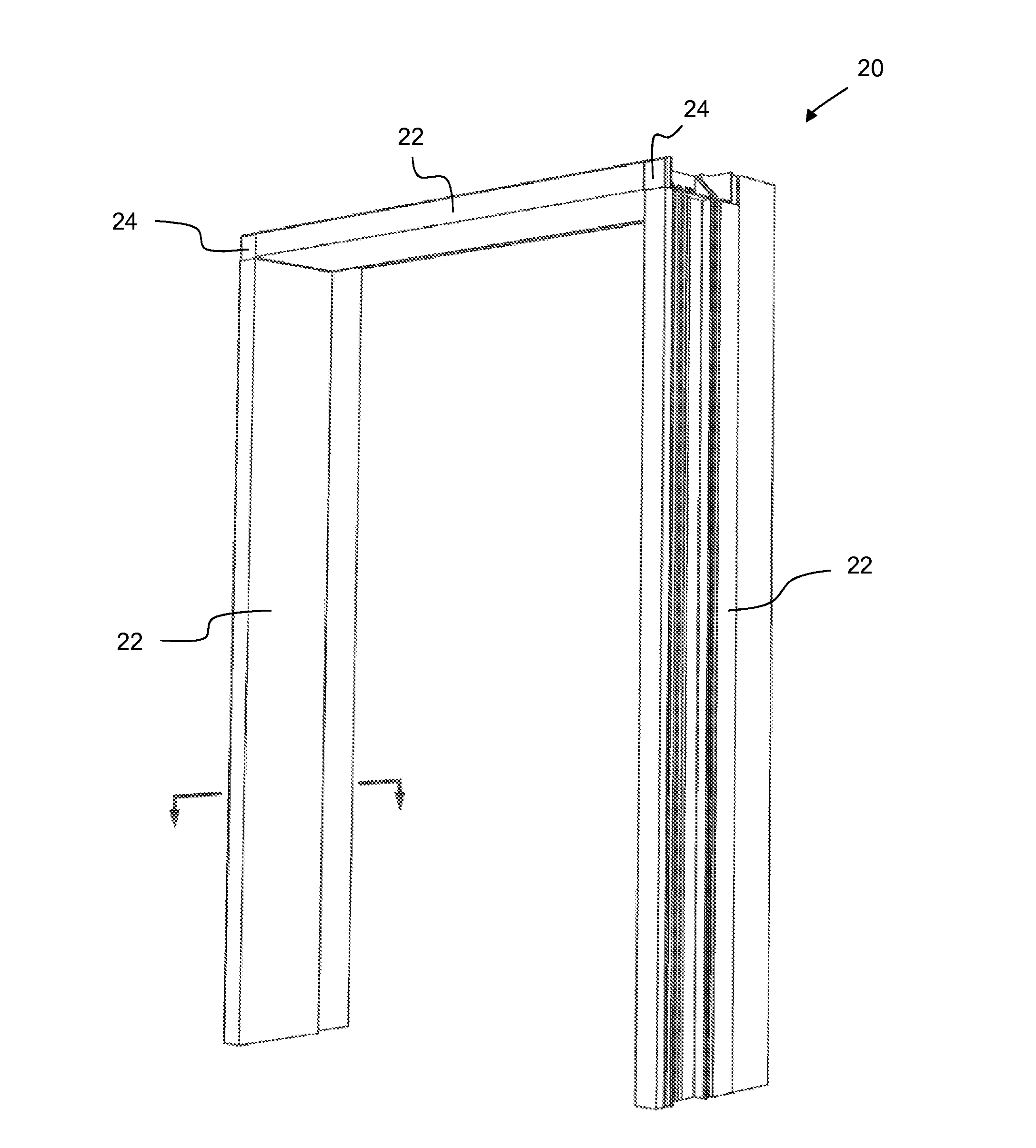 Door frame post, and door frame assembly comprising same and kit for assembly of same