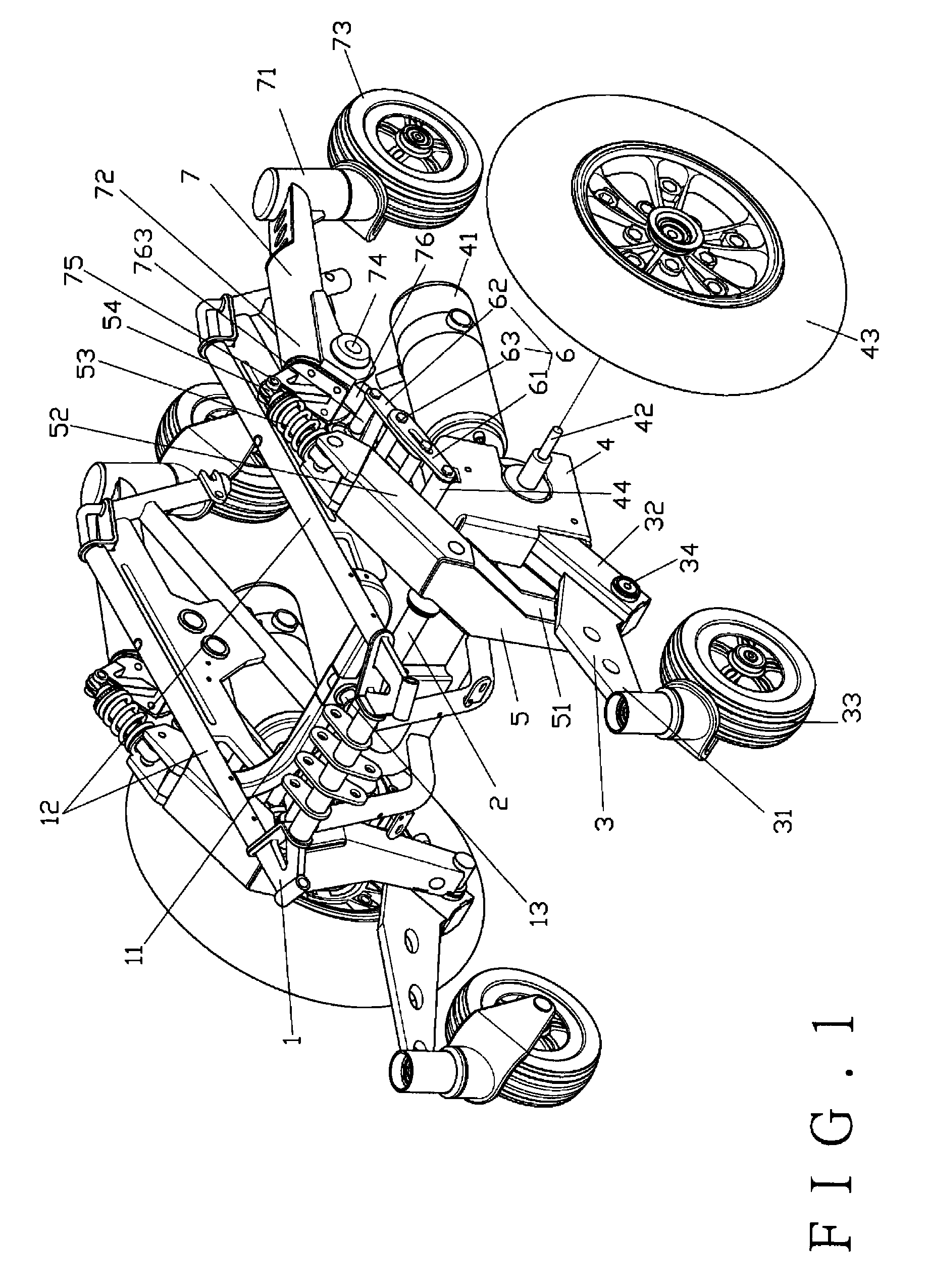 Chassis structure for mid-wheel drive power wheelchair