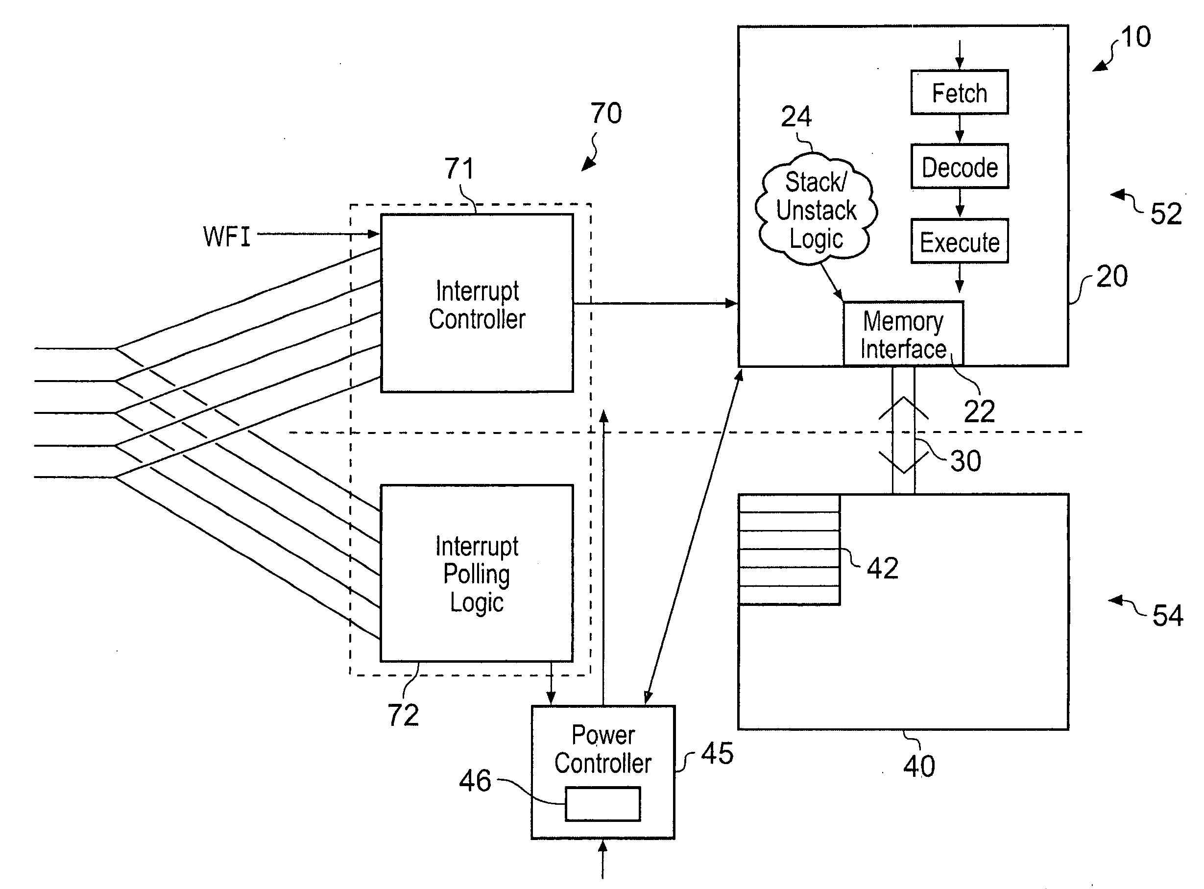 Hardware driven processor state storage prior to entering a low power mode