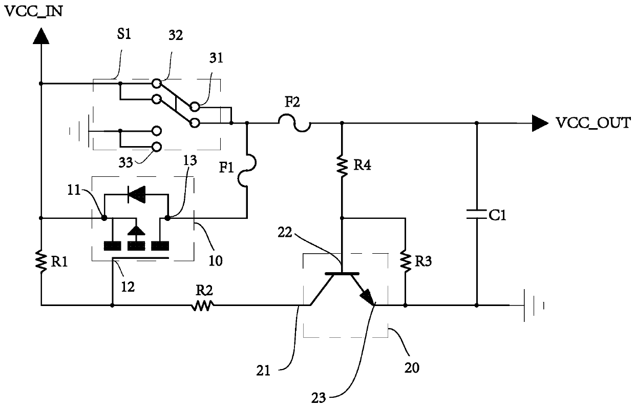 Mechanical switch circuit structure and setting method