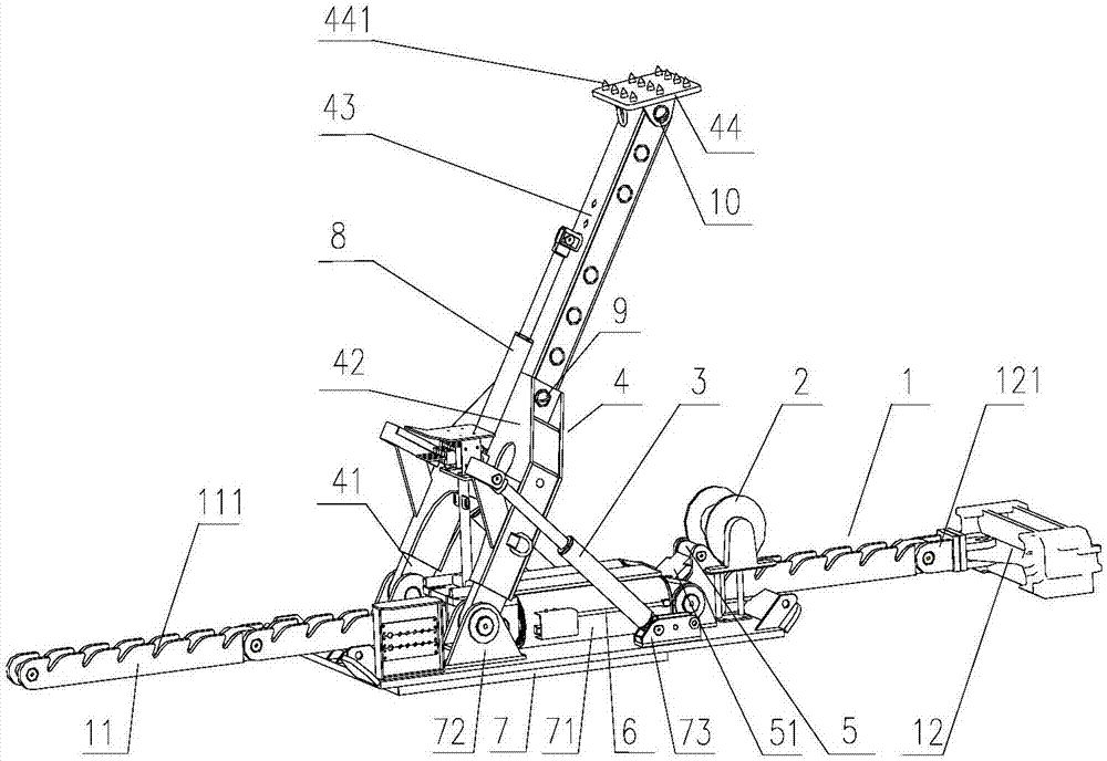 Device for removing middle chutes of rear conveyor on fully mechanized mining face