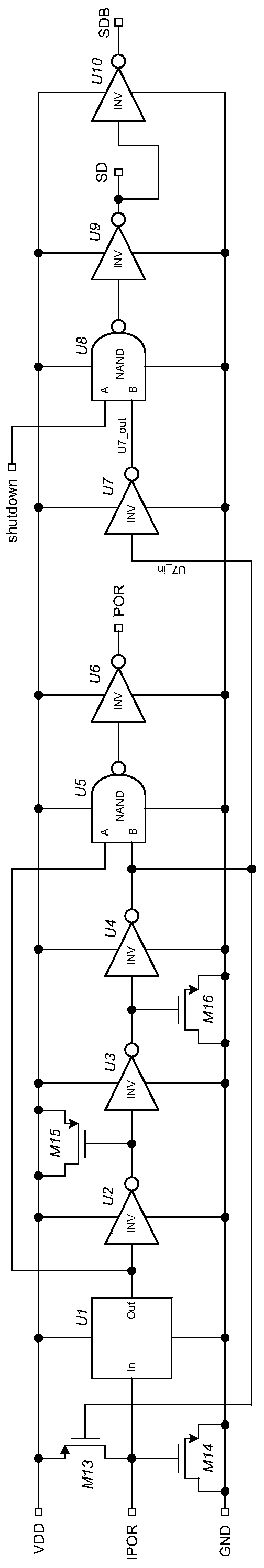 A bias current and power-on reset circuit for a shutdown chip