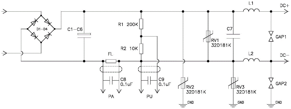 Voltage regulation and current regulation DC power supply with anti-lightning and anti-surge function