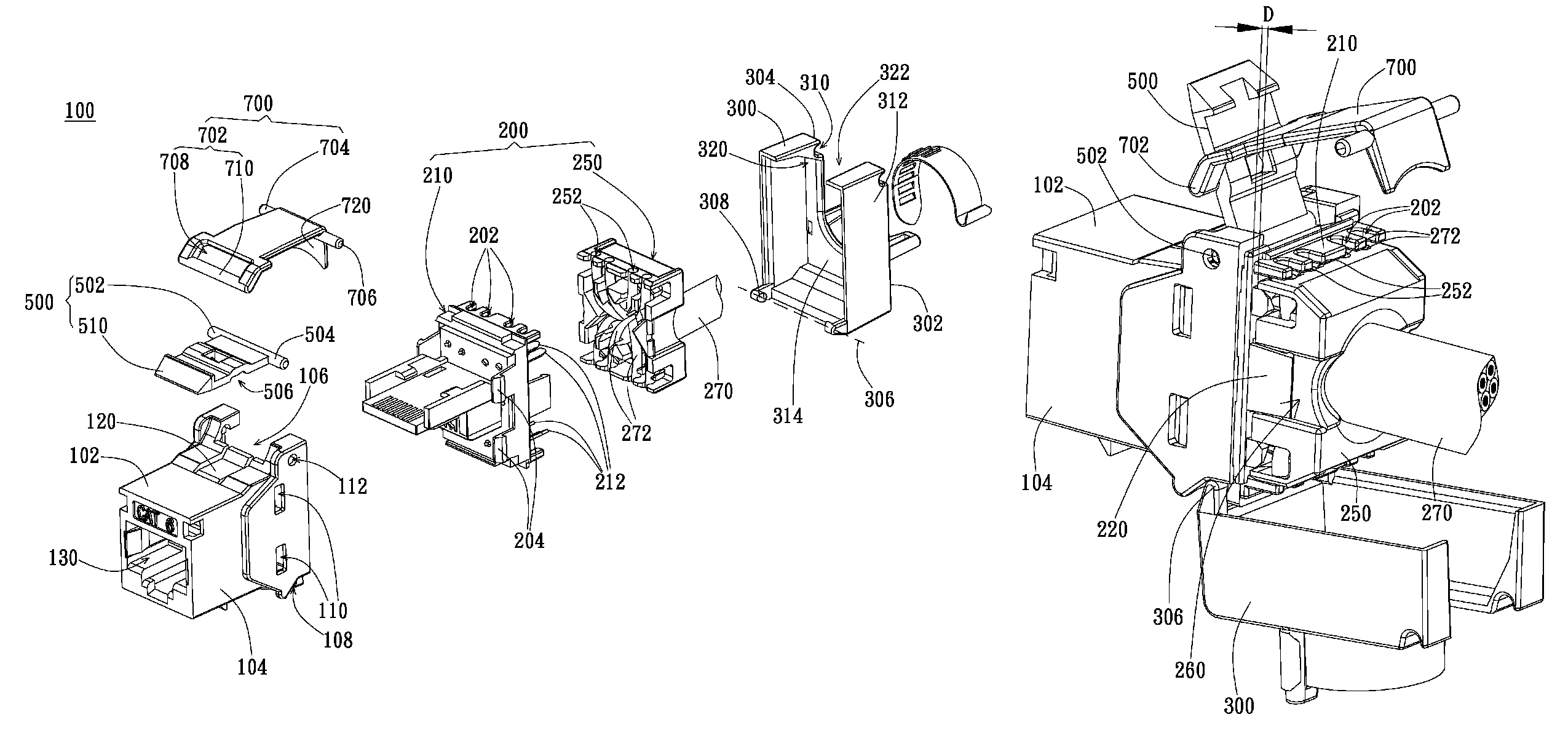 Connector with fastening and extension plates for fastening cover thereof to body thereof