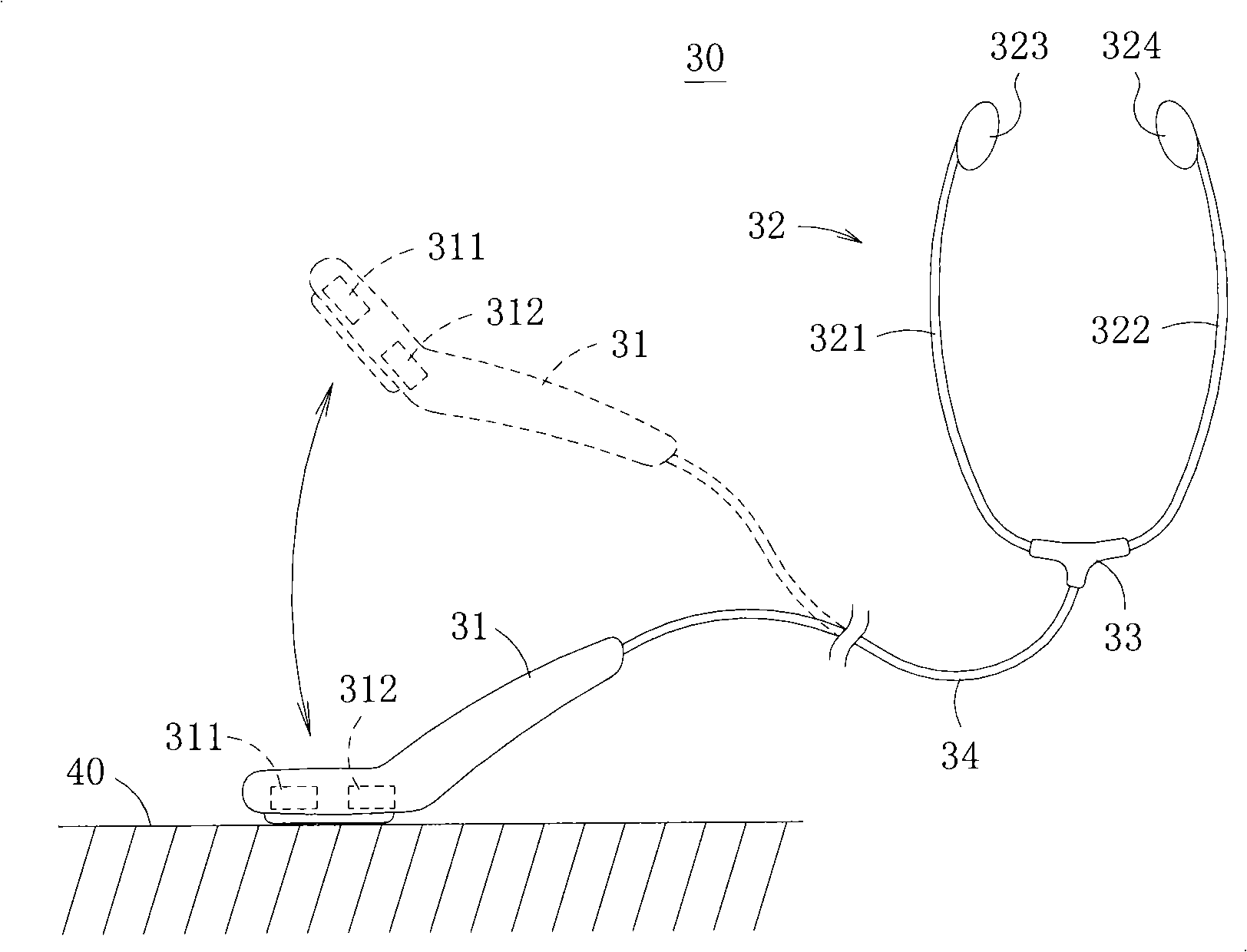 Auscultation method and auscultation device for audio signals of visceral organs