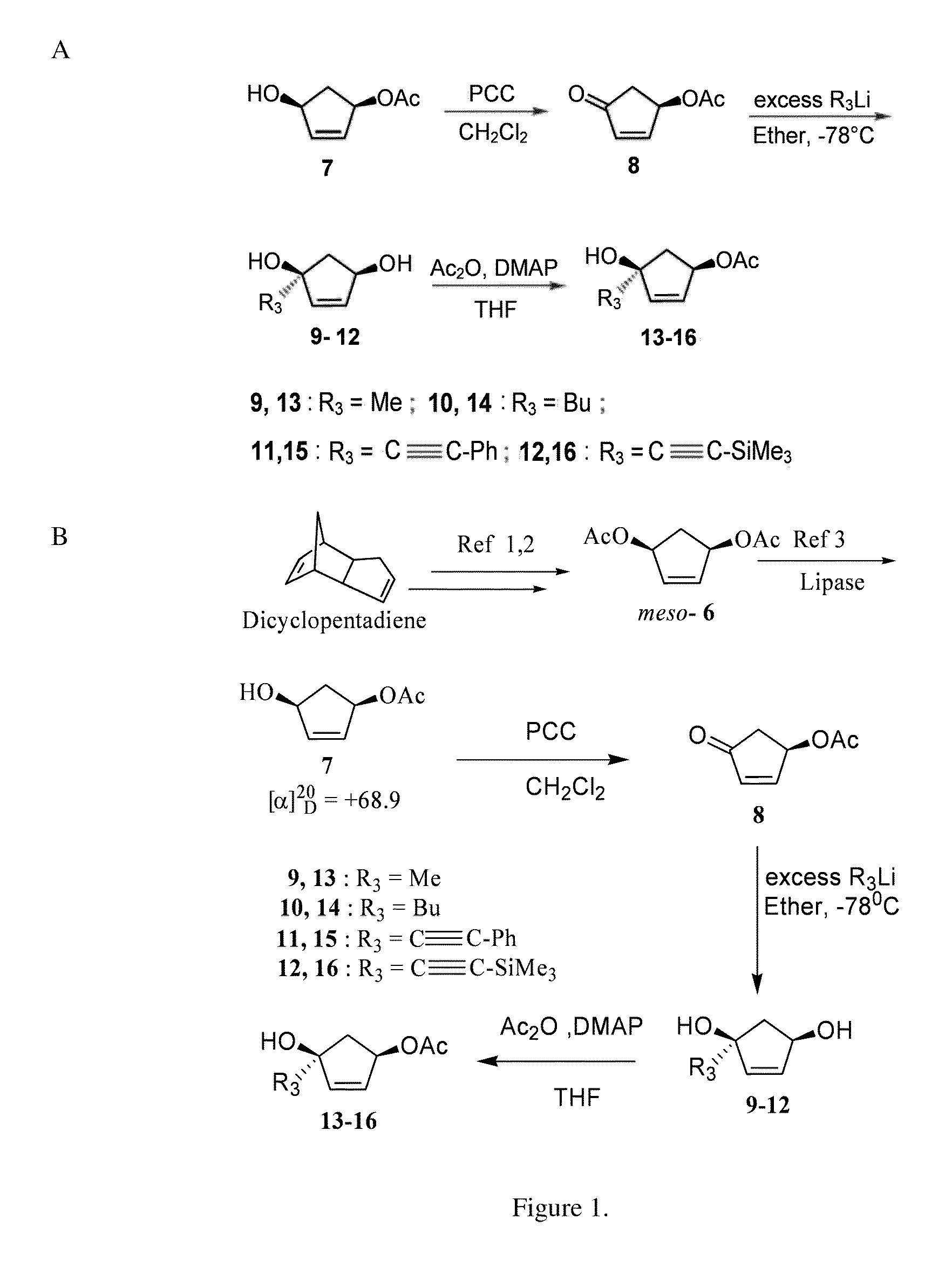 Antiviral activity of cyclopentene nitro-ester and derivatives