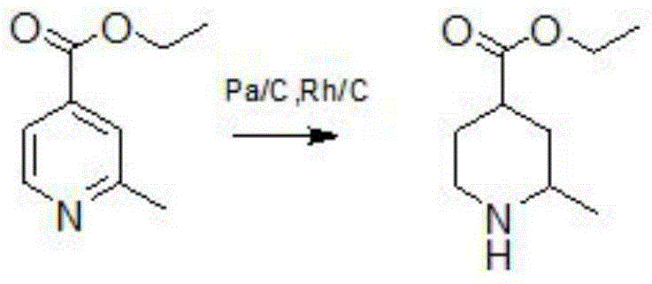 Method for reducing pyridine ring to piperidine in 2-picoline-4-formic acid