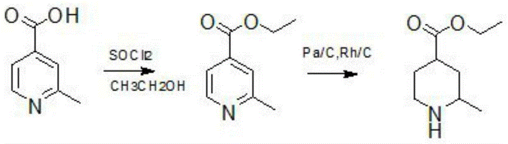 Method for reducing pyridine ring to piperidine in 2-picoline-4-formic acid