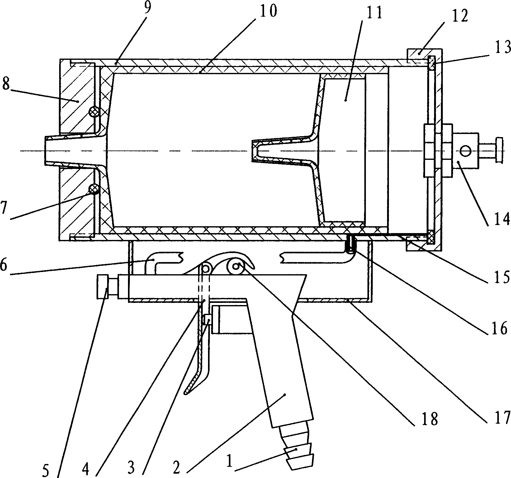 Pneumatic hand control ink supply device