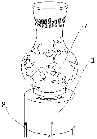 Ornamental large azimuth blowing electric fan and implementation method thereof