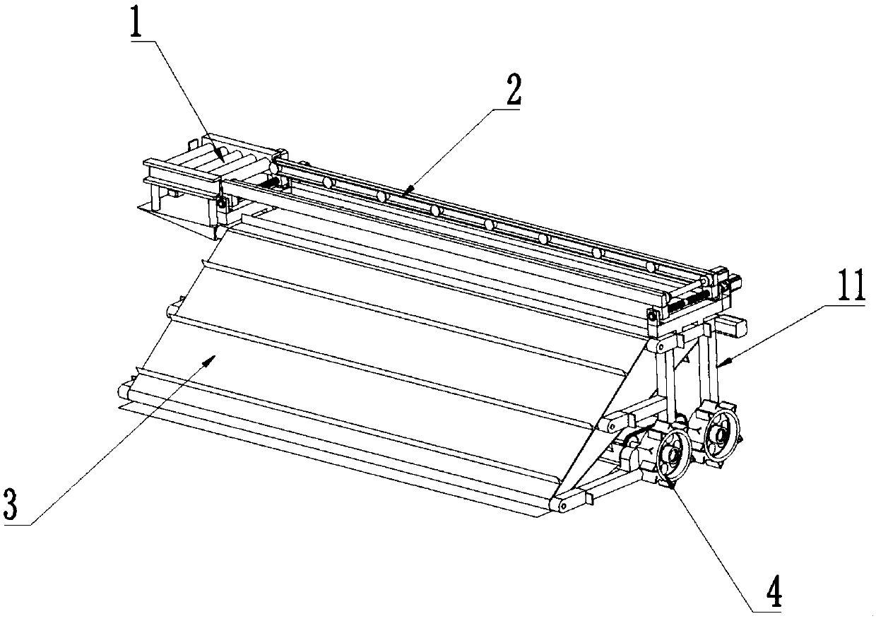 Seedling tray laying device for single-side tray loading and tray laying method thereof